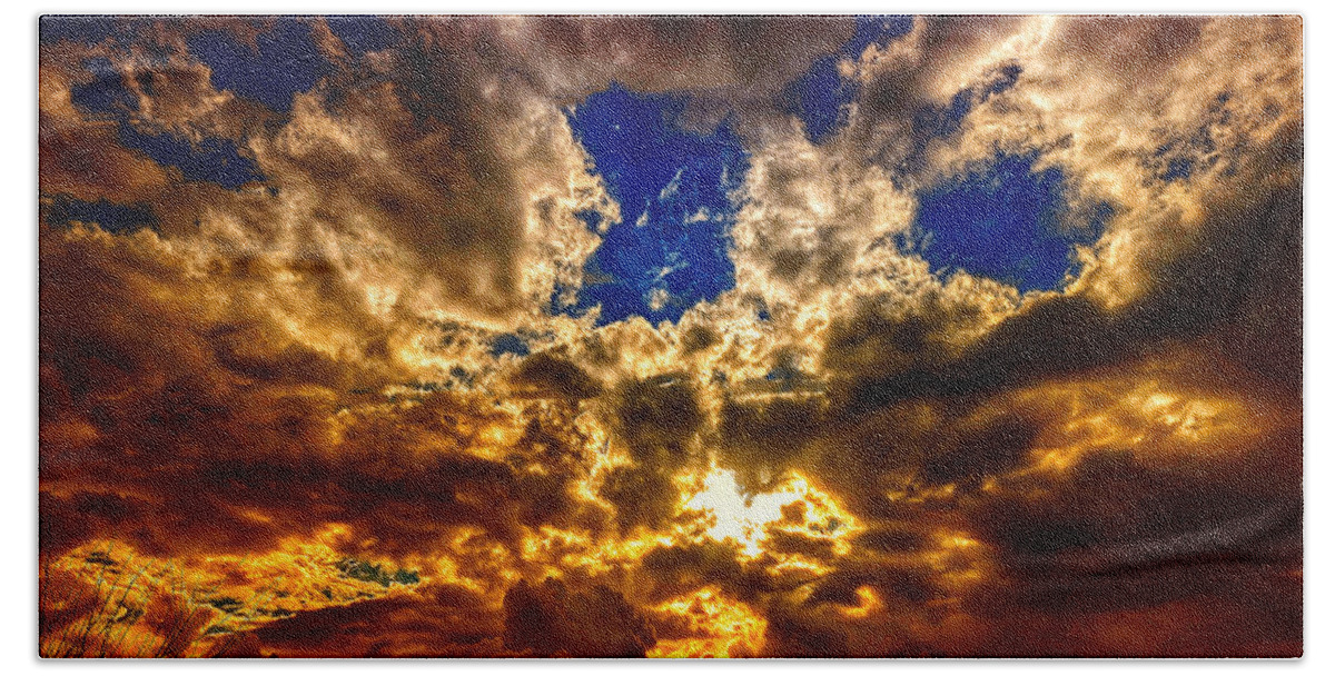 Sunset Beach Towel featuring the photograph Sunset Clouds by Dave Zumsteg