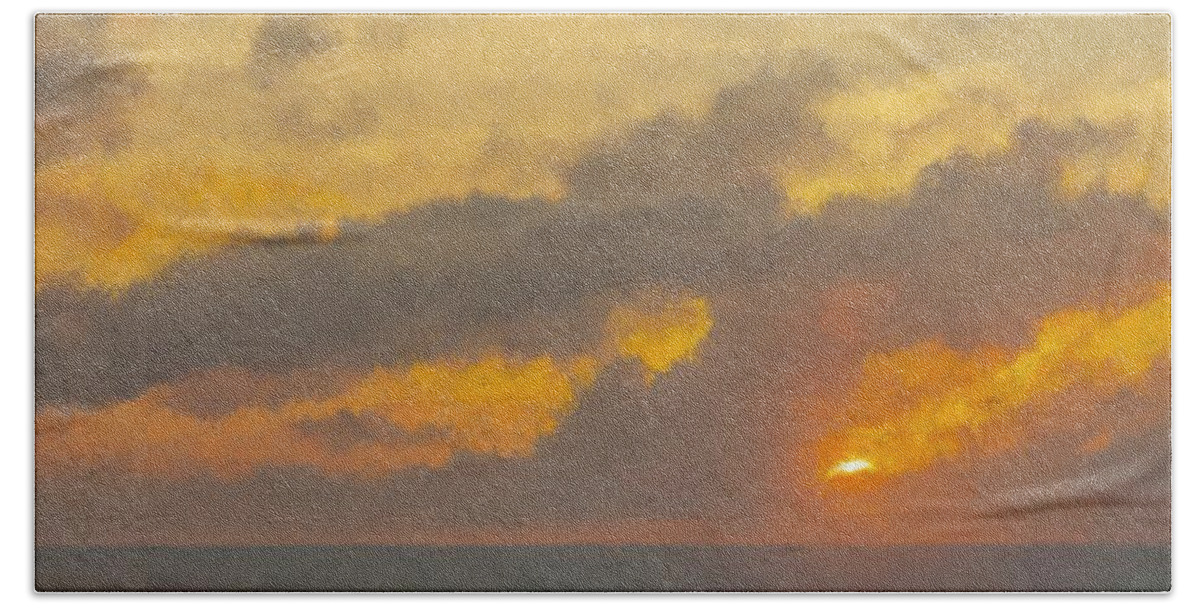 Sunset Beach Towel featuring the painting Sunset Off Bermuda by Bill McEntee