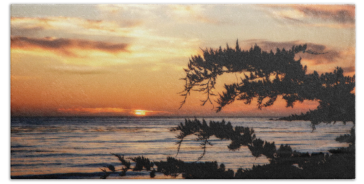Color Beach Towel featuring the photograph Sunset on Carmel Bay by Alan Hausenflock