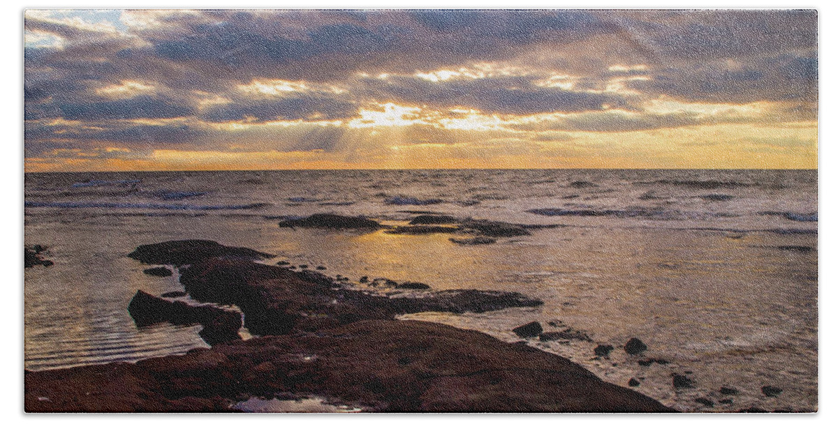Prince Edward Island Beach Towel featuring the photograph Sunset on the Sea Shore by Linda McRae