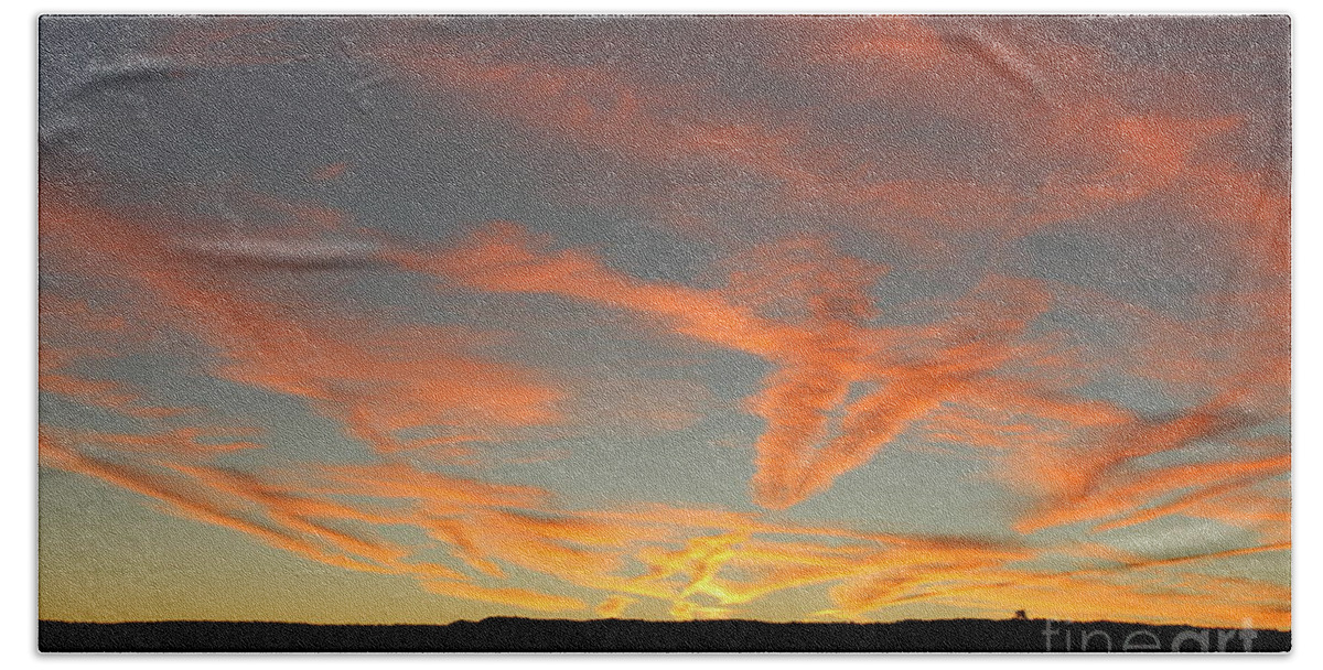 Contrails Beach Towel featuring the photograph Sunset Trails by Doug Miller