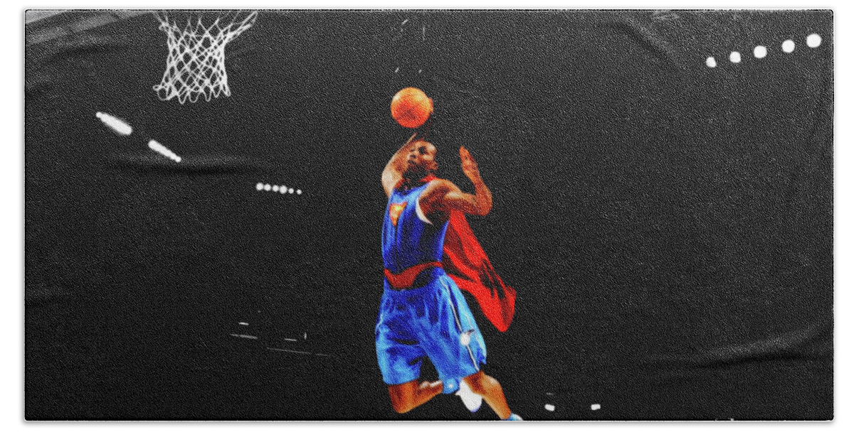 Dwight Howard Beach Towel featuring the mixed media Superman Dwight Howard by Brian Reaves