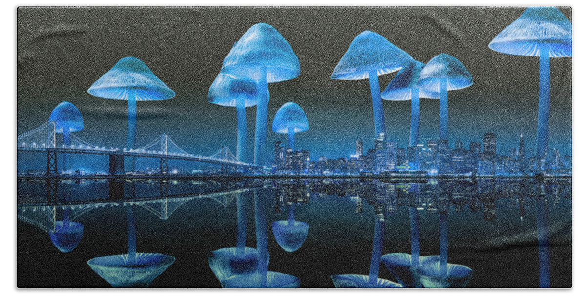 Surreal Beach Towel featuring the digital art Surreal City by Alex Mir