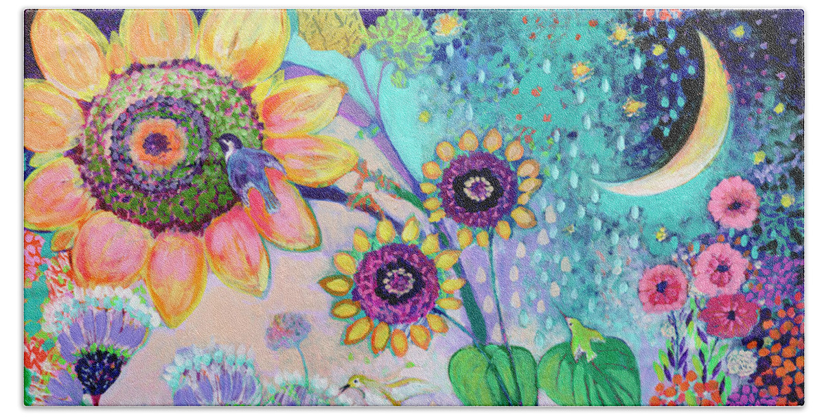 Sunflower Beach Towel featuring the painting Sweet Memories of Summer by Jennifer Lommers