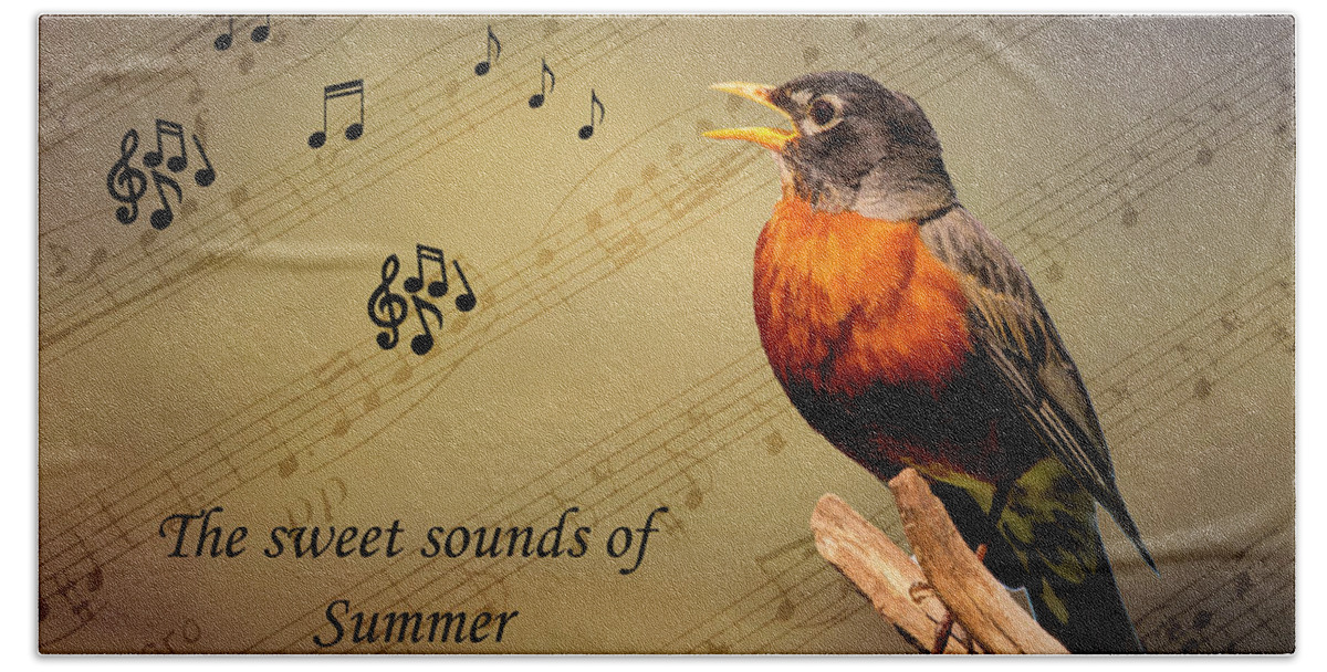 Bird Beach Towel featuring the photograph Sweet Sounds of Summer by Cathy Kovarik