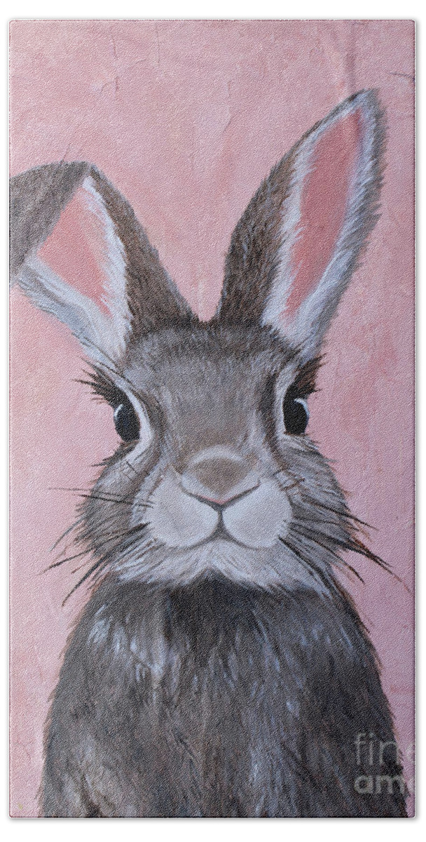 Bunny Beach Towel featuring the painting Sweetie by Ashley Lane
