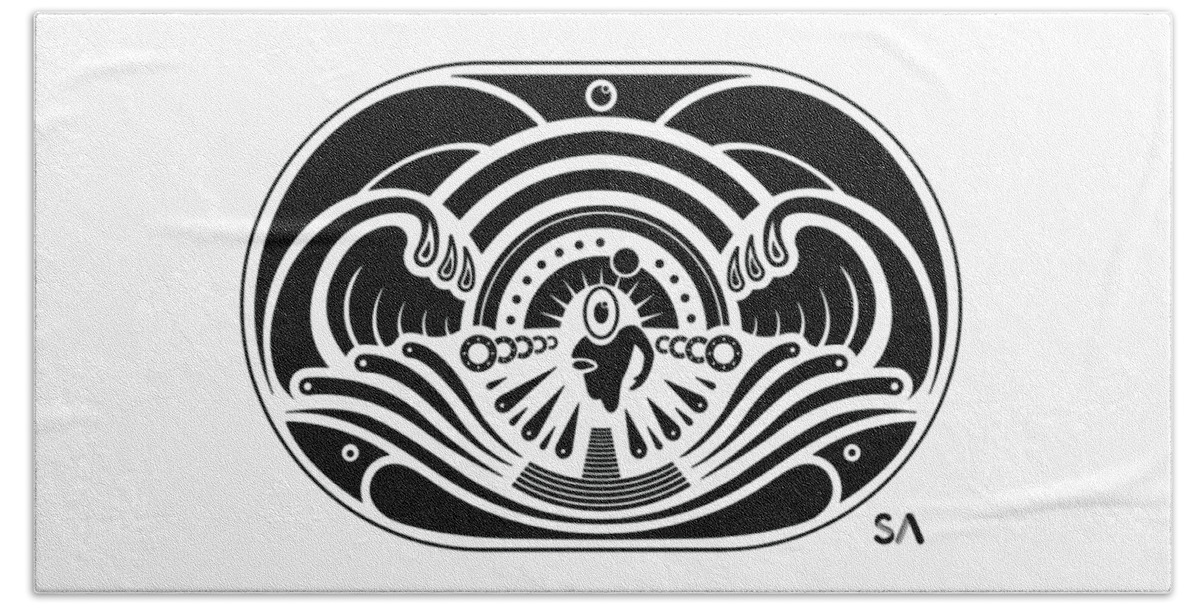 Black And White Beach Towel featuring the digital art Swimmer by Silvio Ary Cavalcante