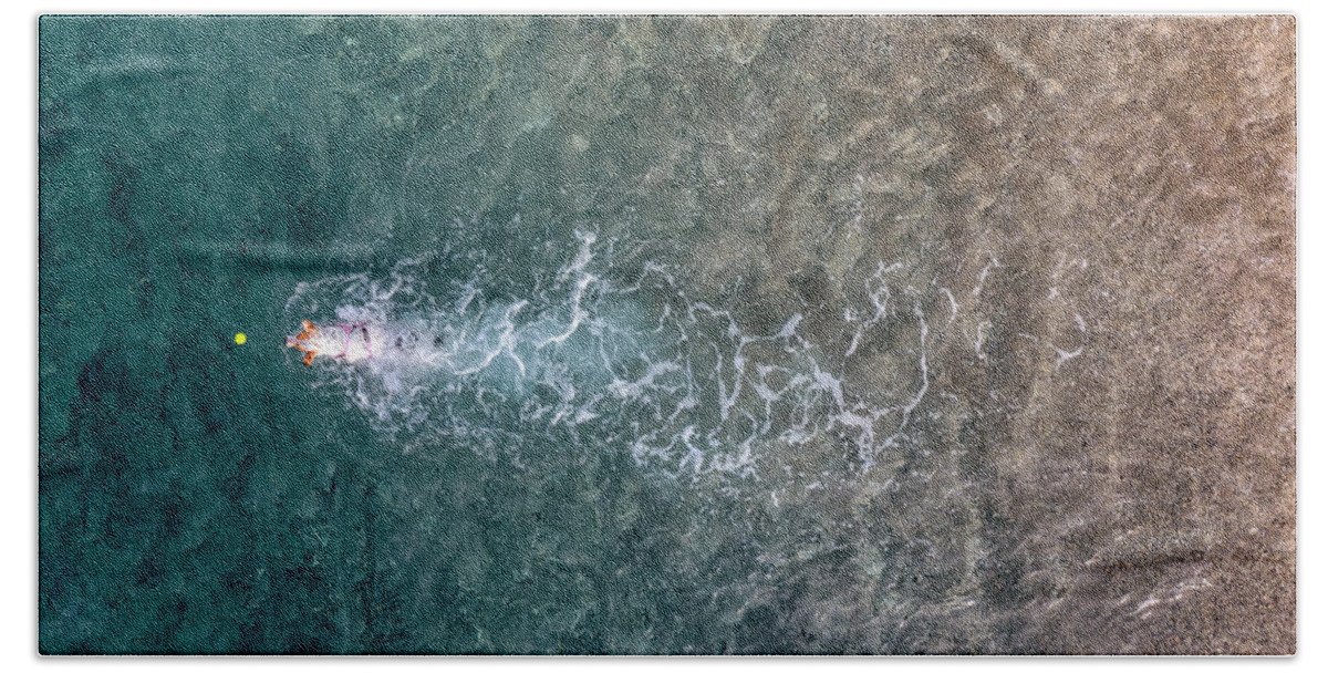 Hawaii Beach Towel featuring the photograph Swimming For A Ball by Christopher Johnson