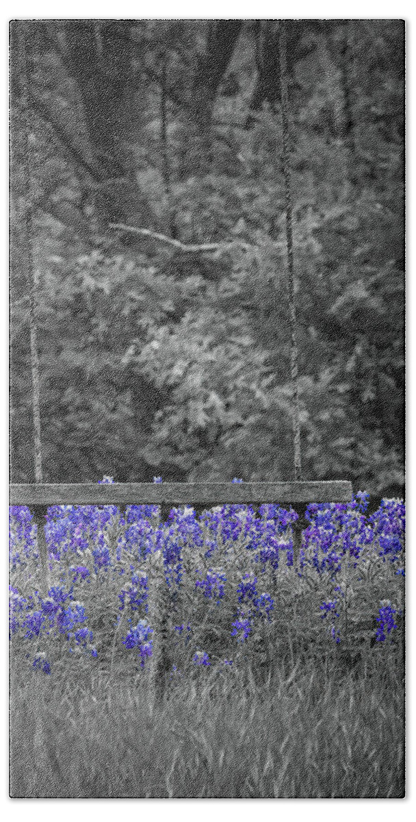Texas Beach Towel featuring the photograph Swinging in the Bluebonnets by Pam Rendall