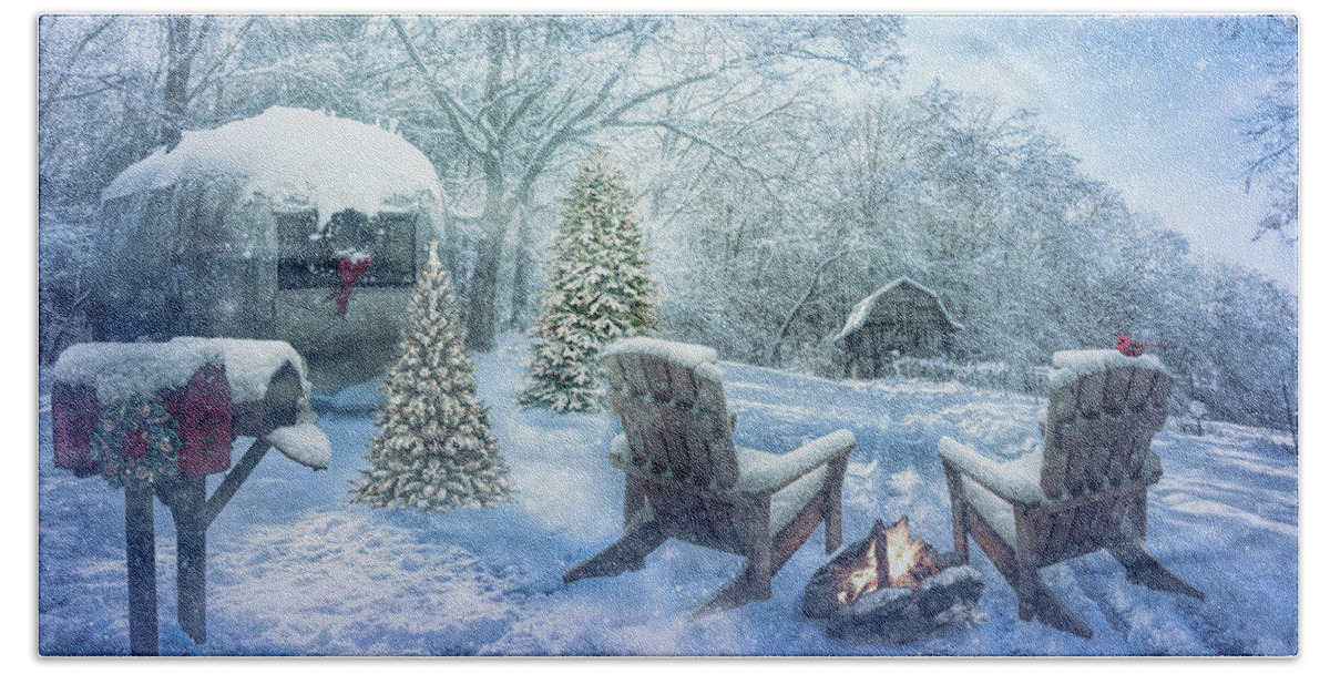 Barns Beach Towel featuring the photograph Swirling Christmas Country Snow by Debra and Dave Vanderlaan