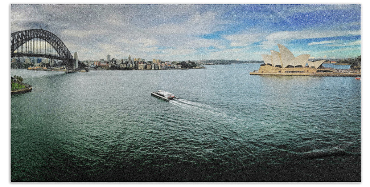 Sydney Beach Towel featuring the photograph Sydney Harbour Panorama by Sarah Lilja