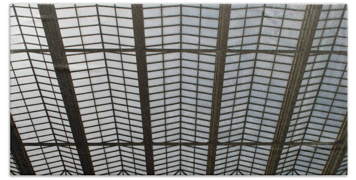 Architecture Beach Towel featuring the photograph Symmetrical Glass Roof by Moira Law