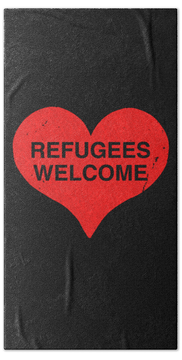 Funny Beach Towel featuring the digital art Syrian Refugees Welcome In The Us by Flippin Sweet Gear