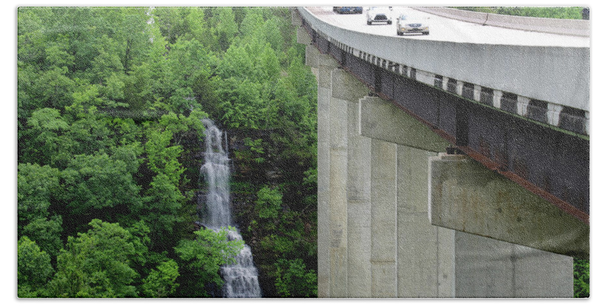Waterfall Beach Towel featuring the photograph Take a Brake from Lifes Highway - Arkansas 2020 by William Rainey