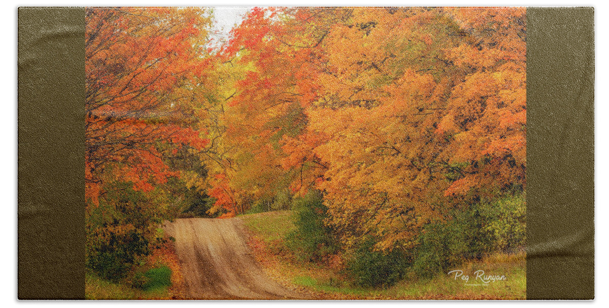Autumn Beach Towel featuring the photograph Taking the Backroads by Peg Runyan