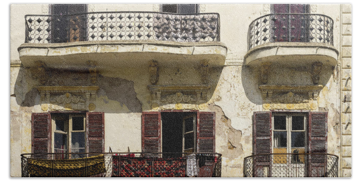 Tangier Beach Towel featuring the photograph Tangier Balconies 02 by Rick Piper Photography