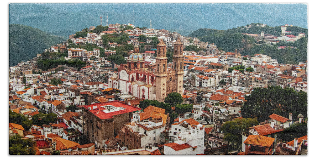 Taxco Beach Towel featuring the photograph Taxco From Above by William Scott Koenig