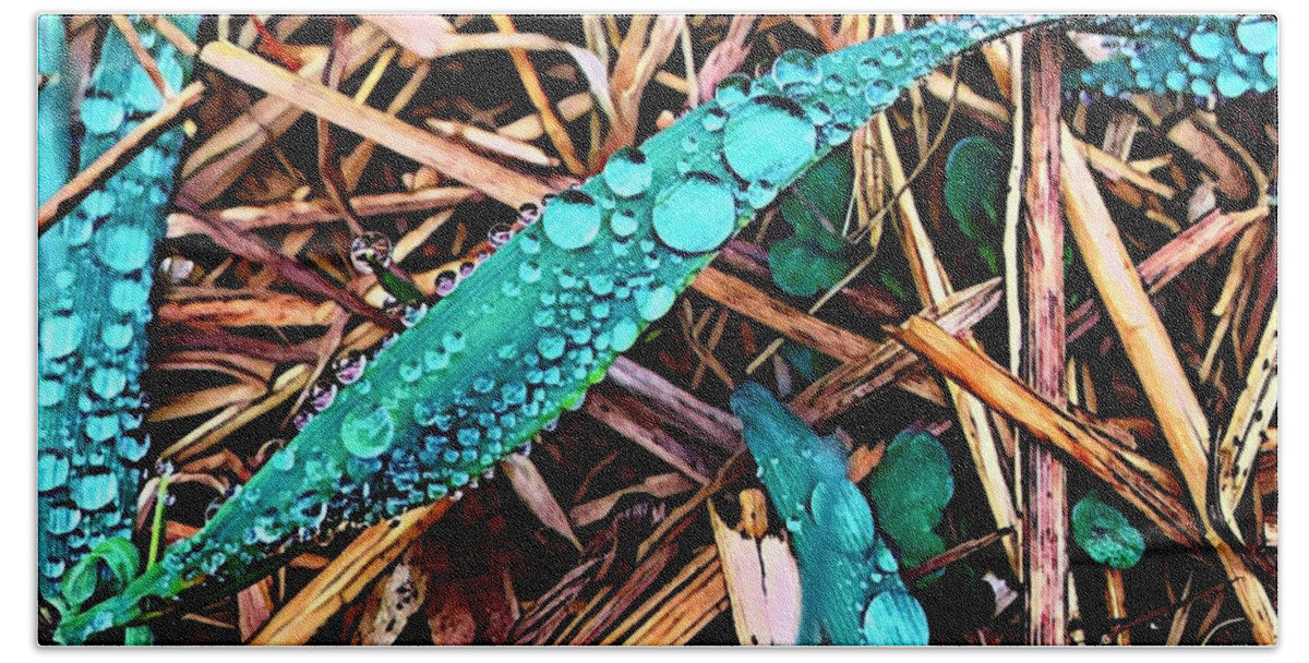  Beach Towel featuring the digital art Teal Droplets by Cindy Greenstein