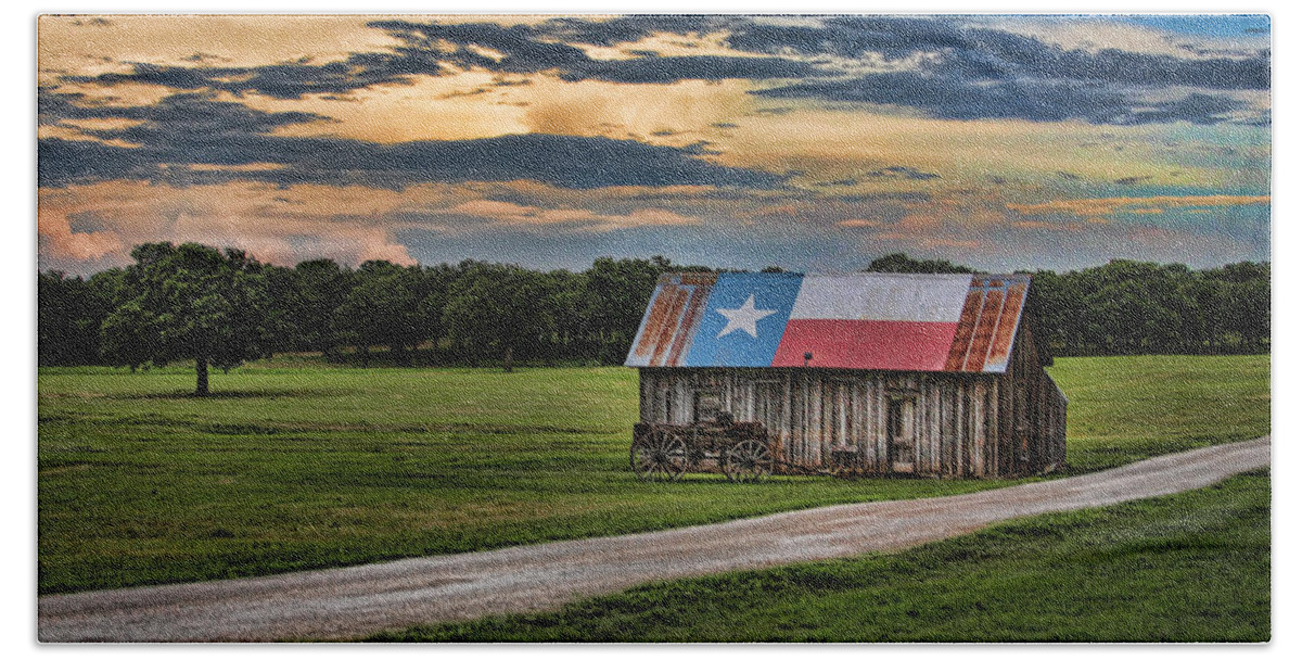 Texas Beach Towel featuring the digital art Texas Barn by Brad Barton