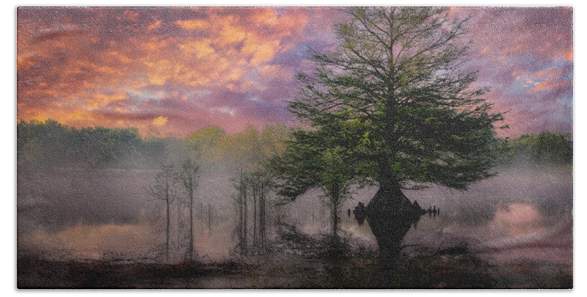 Sunrise Beach Towel featuring the photograph Texas Foggy Sunrise by Michael Ash