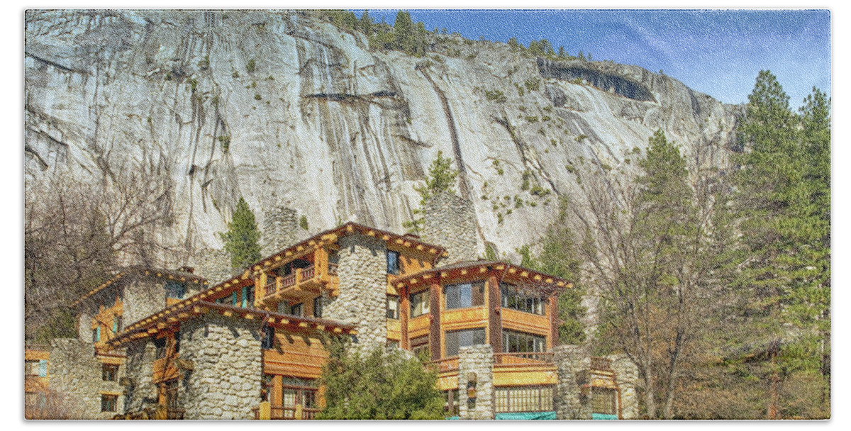 Ahwahnee Hotel Beach Towel featuring the photograph The Ahwahnee Hotel by Joseph S Giacalone