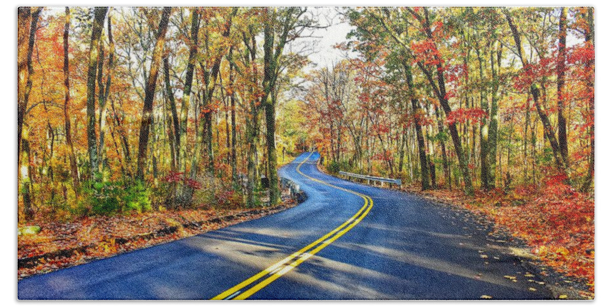Road Beach Towel featuring the photograph The Back Roads in the Fall by Monika Salvan