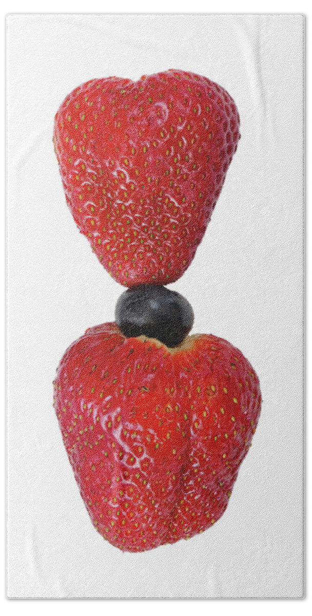 Strawberry Beach Towel featuring the photograph The Balanced Berries Trio by Gary Slawsky