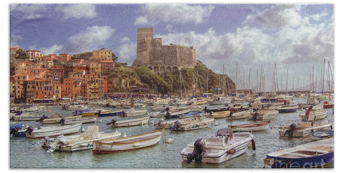 Harbour Beach Towel featuring the photograph The Bay and the Castle - Lerici - Italy by Paolo Signorini