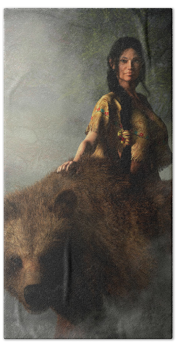 Bear Wife Beach Towel featuring the digital art The Bear Wife by Daniel Eskridge