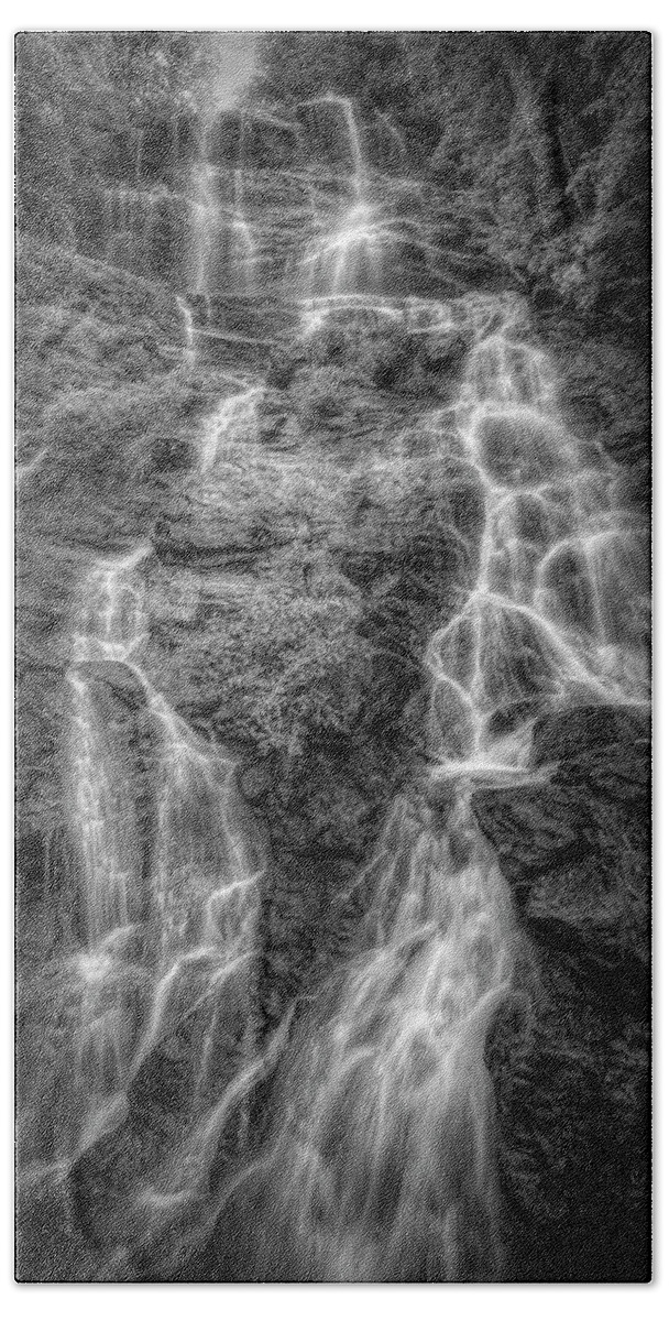 Carolina Beach Towel featuring the photograph The Beauty of Amicalola Falls Black and White by Debra and Dave Vanderlaan
