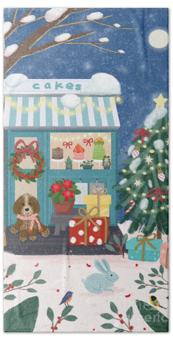 Christmas Beach Towel featuring the drawing The best holiday by Min fen Zhu