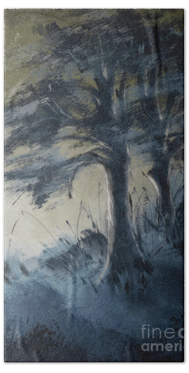 Tree Beach Towel featuring the digital art The Blue Hour by Lois Bryan