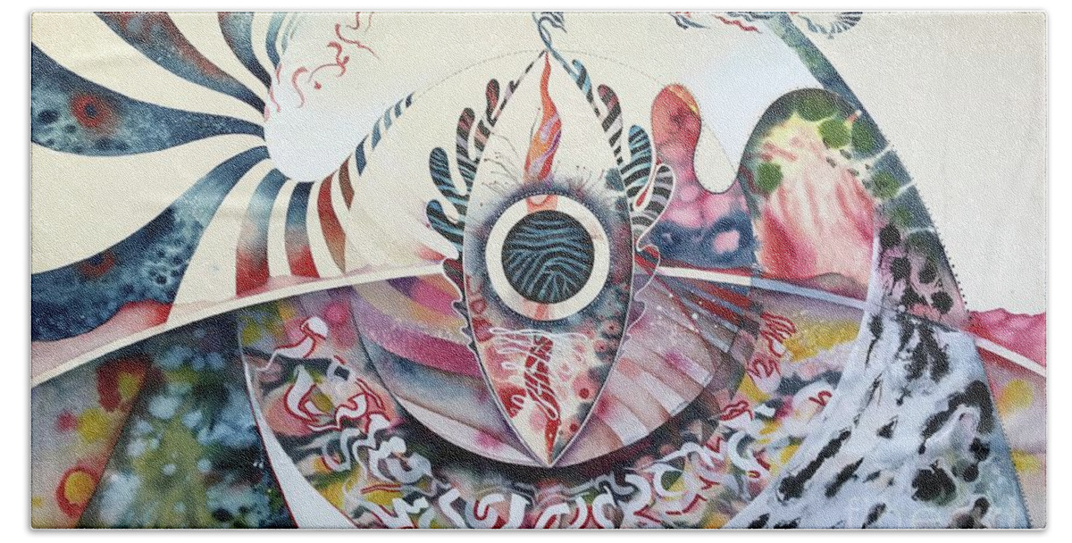 Cosmic Eye Beach Towel featuring the painting The Cosmic Eye by Glen Neff