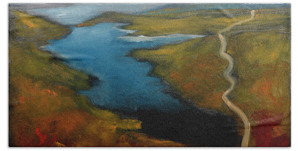 Loch Beach Towel featuring the painting The Course by Roger Clarke