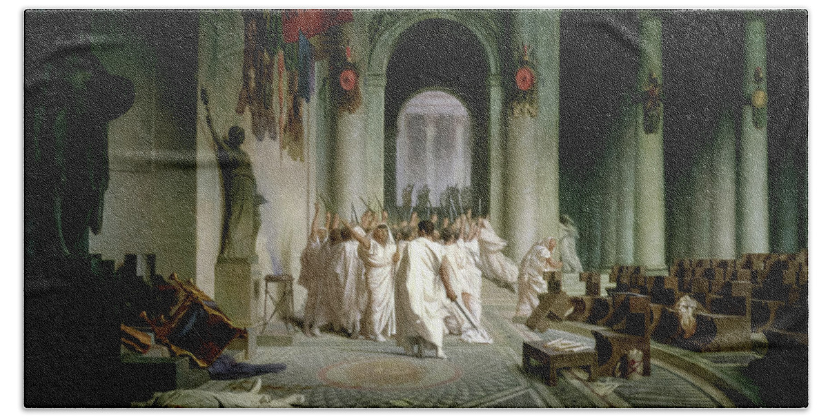 Jean-leon Gerome Beach Towel featuring the painting The Death of Julius Caesar, 1867 by Jean-Leon Gerome
