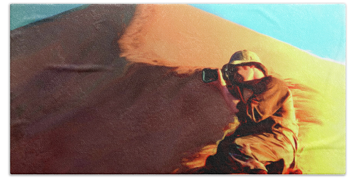 Sand Dune Beach Towel featuring the painting The Explorer by Joel Smith