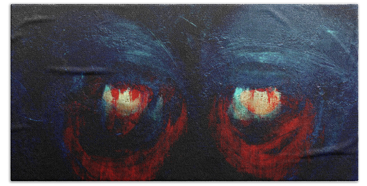  Beach Towel featuring the painting The Eyes of Terror by Rein Nomm