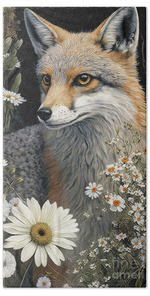 Gray Fox Beach Towel featuring the painting The Fabulous Fox by Tina LeCour