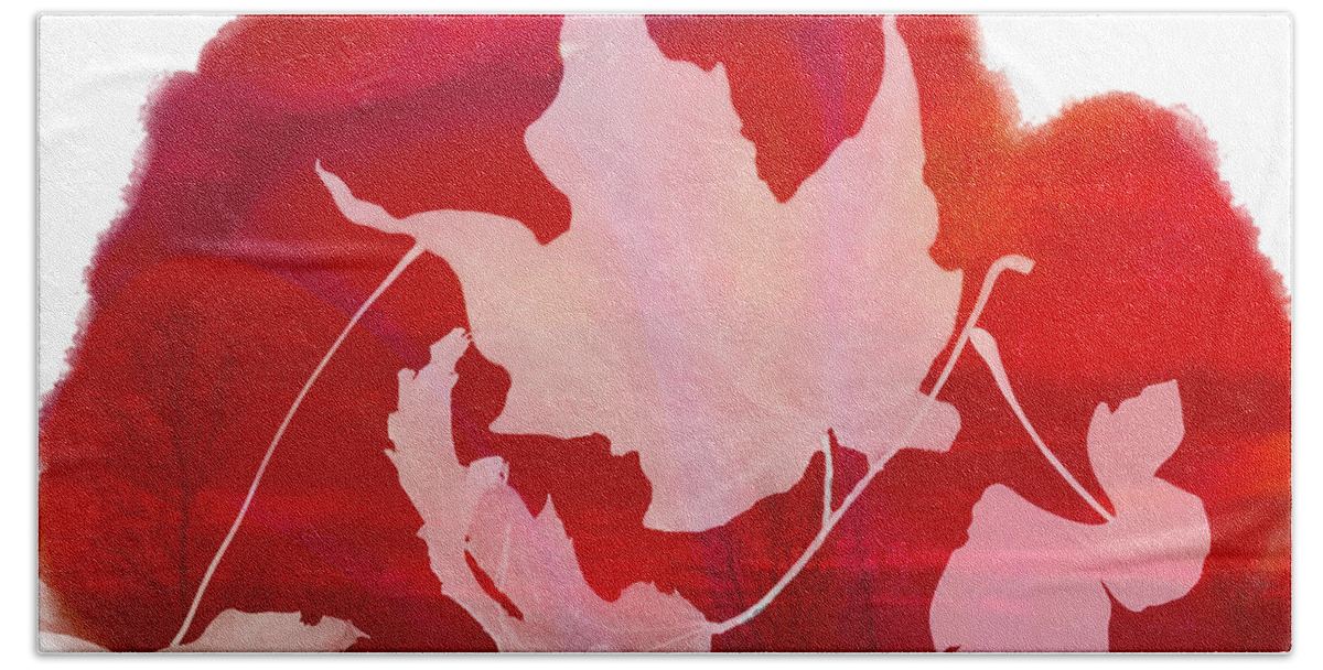 Red Beach Towel featuring the mixed media The Falling Leaves by Moira Law
