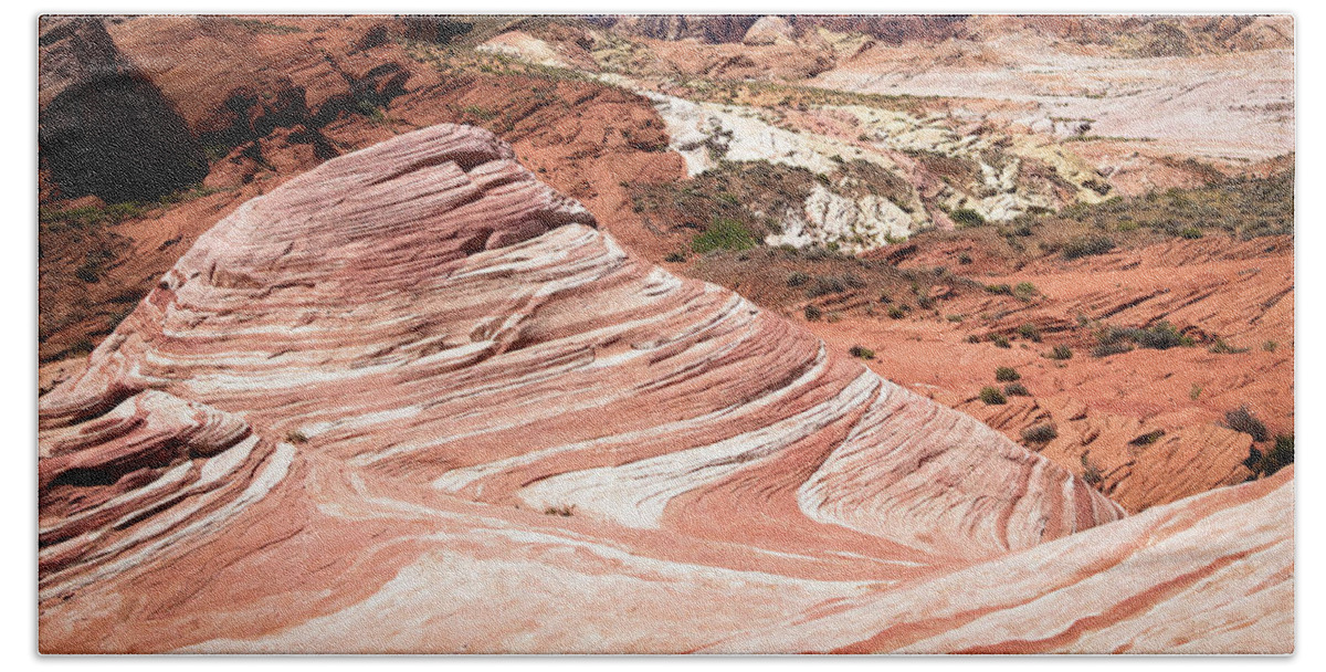 The Wave Beach Towel featuring the photograph The fire wave in valley of Fire State Park by Jean-Luc Farges