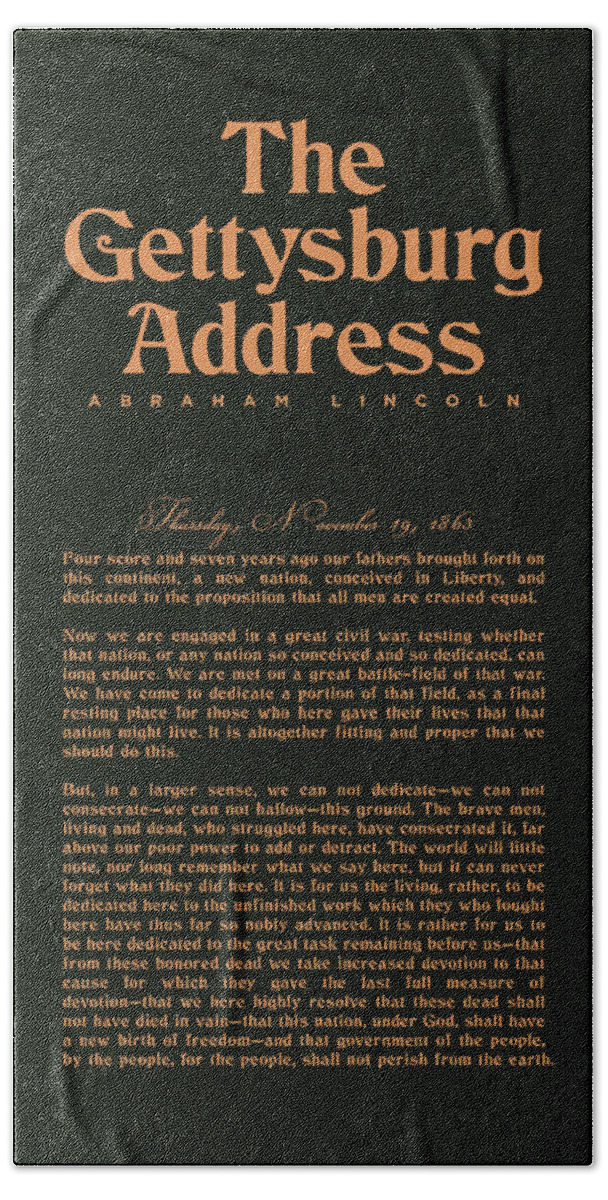 Gettysburg Address Beach Towel featuring the digital art The Gettysburg Address Print - Abraham Lincoln Speech - American History Poster 02 by Studio Grafiikka