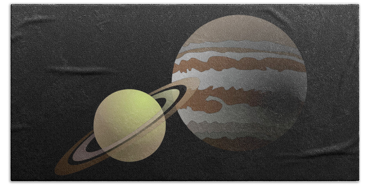Great Beach Towel featuring the digital art The Great Conjunction of Jupiter and Saturn by Teresamarie Yawn