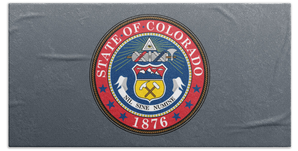 Colorado Beach Towel featuring the photograph The Great Seal of the State of Colorado by Movie Poster Prints