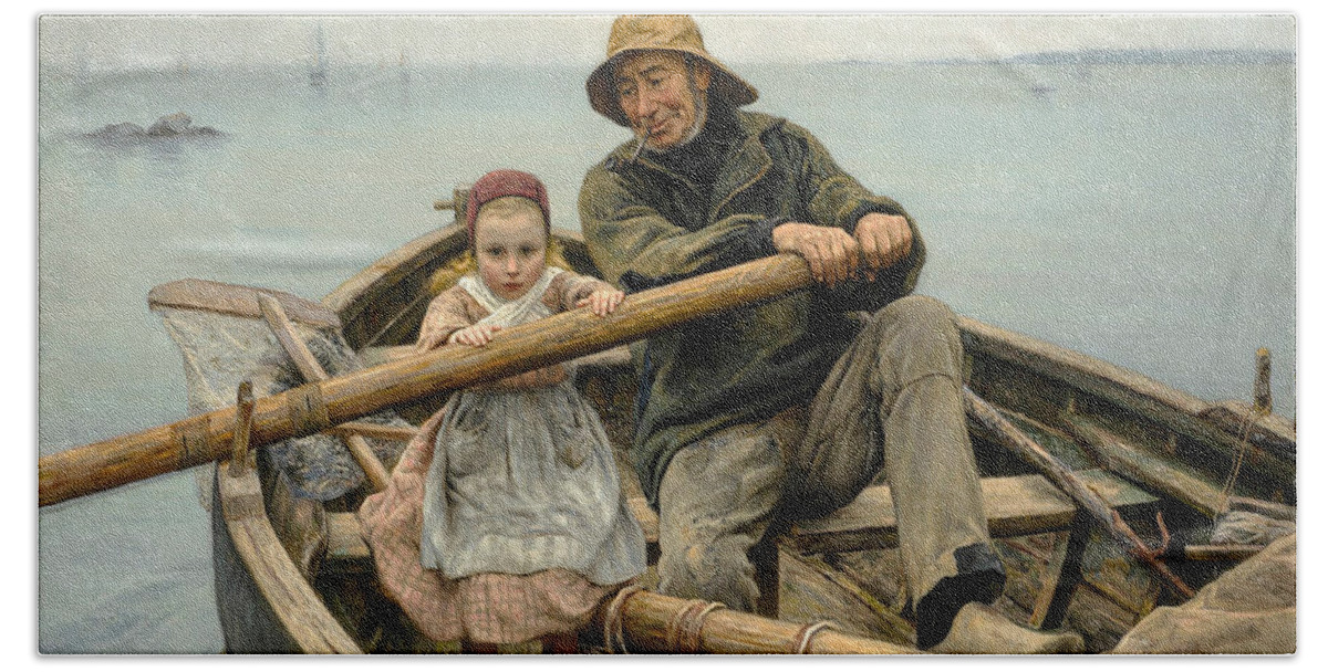 Emile Renouf Beach Towel featuring the painting The helping Hand by Emile Renouf