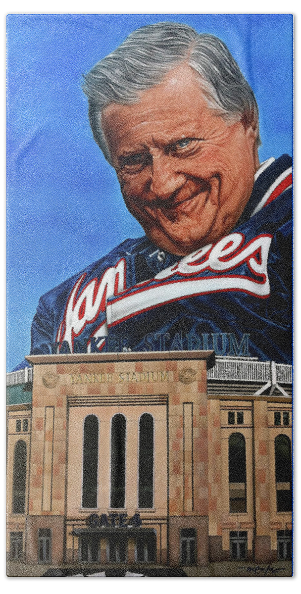 Yankees Beach Towel featuring the painting The House That George Built by Dan Menta