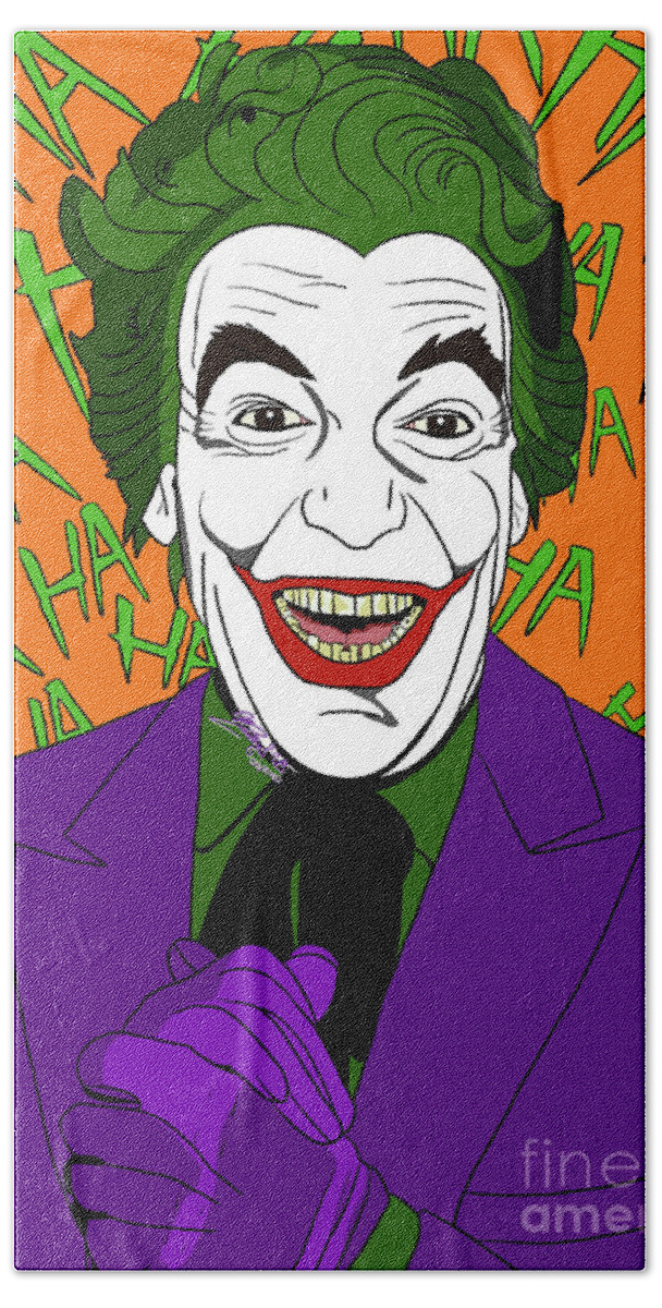 Cesar Romero Beach Towel featuring the digital art The Joker, the Clown Prince of Crime by Marisol VB