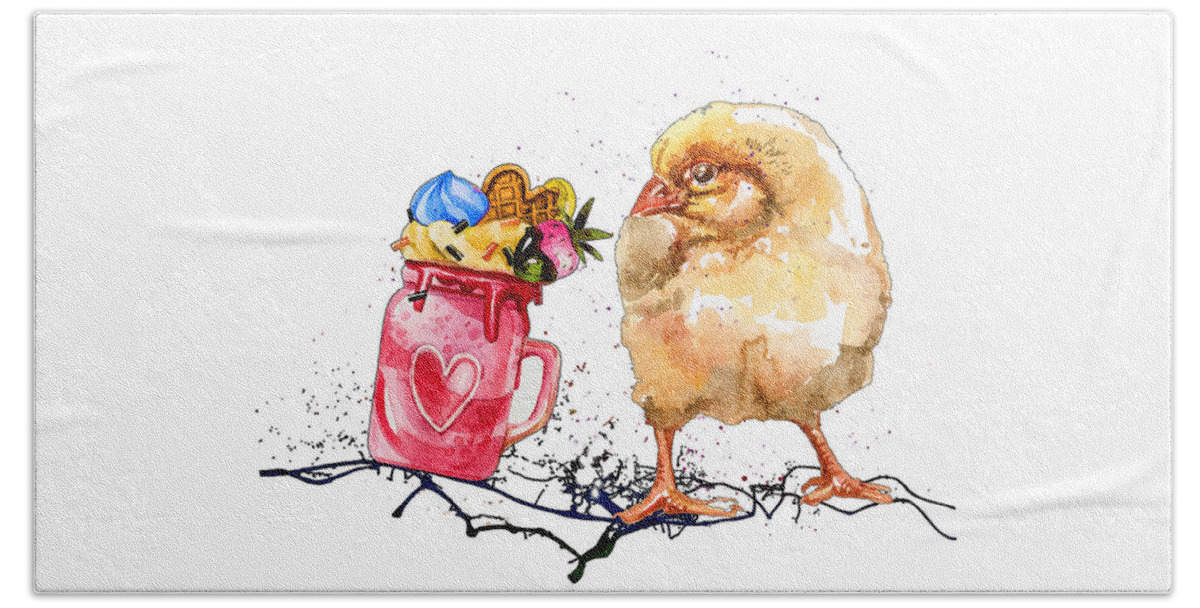 Food Beach Towel featuring the painting The Little Gourmand 08 by Miki De Goodaboom