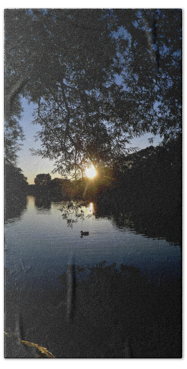 The Lonely Duck Beach Towel featuring the photograph The Lonely Duck by Cyryn Fyrcyd