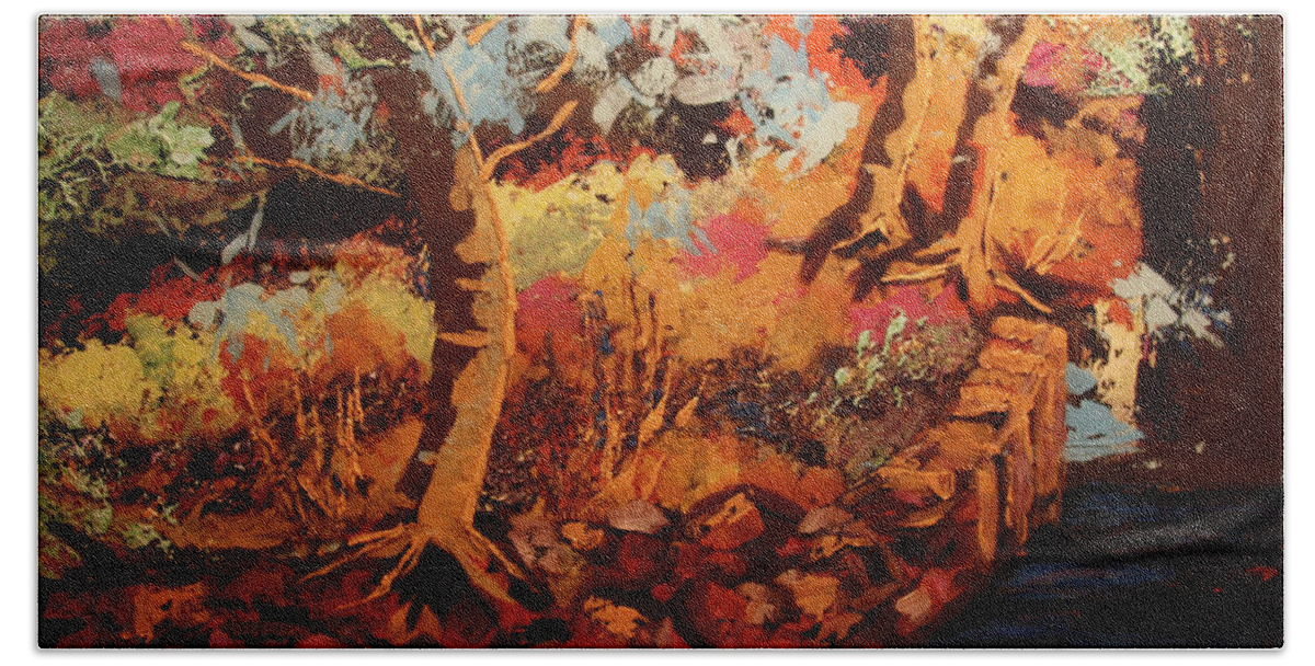 Forest Beach Towel featuring the painting The Magic Hour by Marilyn Quigley