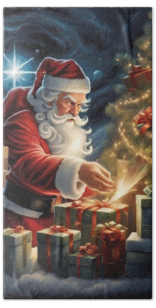 Santa Beach Sheet featuring the digital art The Magic of Christmas by Greg Joens